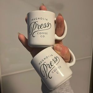 Two espresso magnolia press coffee co cups